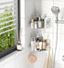3-Pack Corner Shower Caddy, Adhesive Shower Organizer with Soap Holder and Hooks, Rustproof Corner Shower Shelves, No