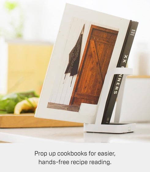 YAMAZAKI Home Ladle Holder, Lid Stand for Utensils in Kitchen, Steel, Water Resistant, White