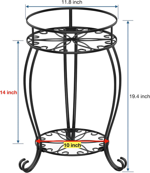 2 FaithLand Plant Stand, Heavy Duty Metal Planter Holder Indoor Outdoor, Tier Round Potted Supports Rack, Corner