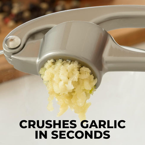 Zulay Kitchen Premium Garlic Press Set, Rust Proof & Dishwasher Safe, Easy-Squeeze with Silicone Peeler