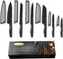 Marco Almond Kitchen Knife Set, KYA38 12-Piece Stainless Steel Cooking Knives Set with Covers