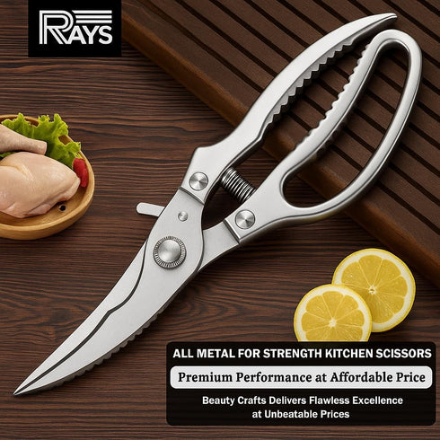 Heavy Duty Poultry Shears Meat Shears with Non-Slip Handle | Kitchen Shears for Chicken, Turkey, Bone, Vegetables