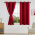 DWCN Blackout Short Curtains with Tiebacks, Thermal Insulated Grommet Window Curtains for Living Room, 38 x 45 inch, Red