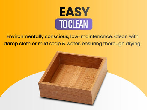 YBM Home Bamboo Drawer Organizer Storage Box for Kitchen, Junk Drawer, Office, Bedroom, Craft, 6x9x2 inch