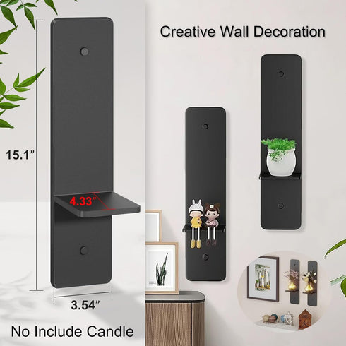 GWEUZMALL Set Wall Candle sconces of Two,GWEUZMAL Metal Candle Sconces, Black Wall Candle Holder for Living Room