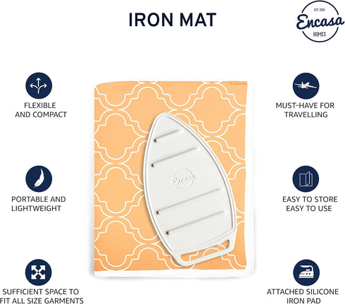 Encasa Homes Ironing Mat/Pad, Large 48"x28" with 3mm Padding & Silicone Iron Rest for Steam Pressing