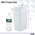 Superio Mini Desktop Trash Can with Swing Top Lid Portable Plastic Garbage Can for Countertop, Desktop, Make up Vanity, Bathroom, Car, Under Sink, Dorm, Compact Waste Bin 5 L 1.25 Gal (2, White)