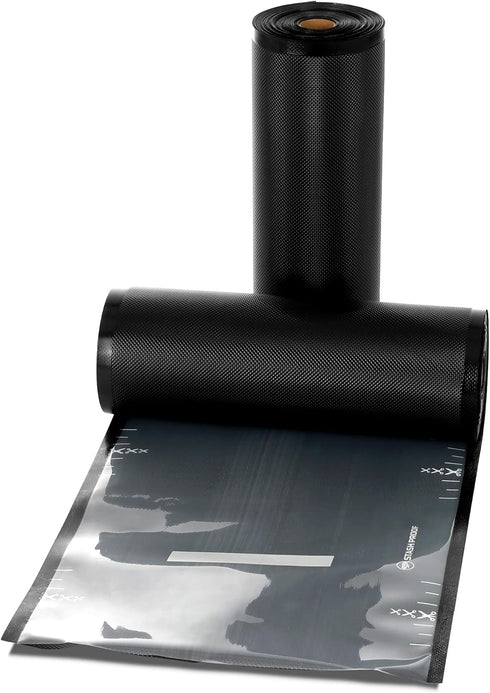 Vacuum Seal Rolls 11" x 50' 2 Pack (Total 100 Feet) - Clear and Black, 5.5 Mil BPA Free Food Saver Sealer Bag