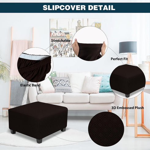 NeColorLife Oversized Square Ottoman Cover,Stretch Ottoman Slipcover,Thick Storage Ottoman Cover,Foot Stool Cover