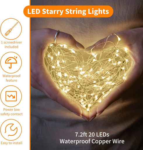 TingMiao 6 Pack Fairy Lights Battery Operated 7.2 ft 20 LED Mini String Lights for Wedding Bedroom Party Decor
