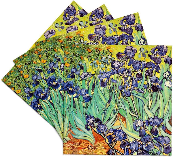 3dRose CST_155630_3 Irises by Vincent Van Gogh 1889 - Purple Flowers Iris Garden Ceramic Tile Coasters, Set of 4