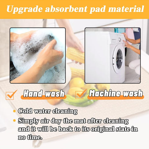 2 Pack XXL Large Microfiber Dish Drying Mat, 24*17 inch Absorbent Pad for Kitchen Countertops, Sinks (Beige)