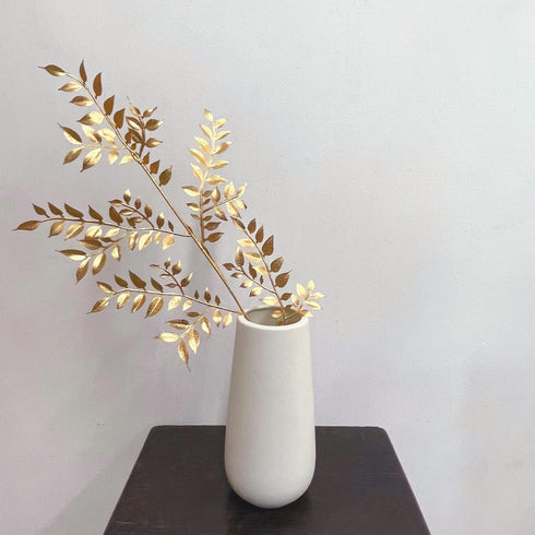 PASYOU Gold Fake Leaves Plants for Christmas Decor, 5 Pack Artificial Shrubs for Indoor Outdoor Decoration