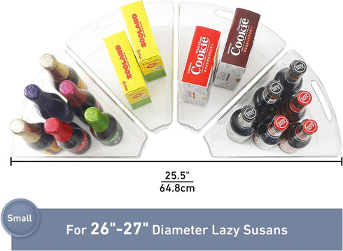 26" 4 Packs, 1/8 Leeden Lazy Susan Organizer for Diameter Corner Lazy Susan, Plastic Kitchen Cabinet Storage Bins