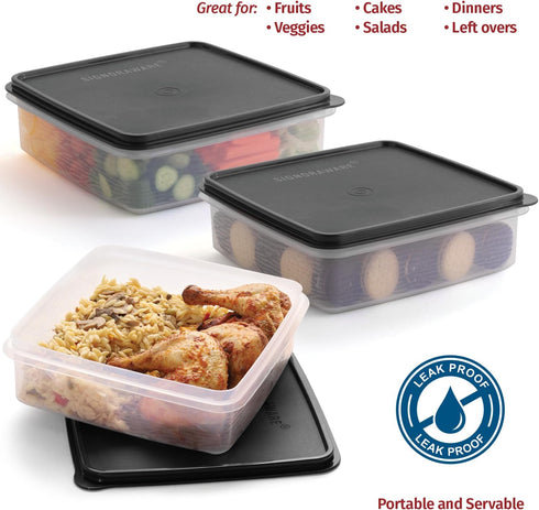 Plastic Storage Containers with Lids, 2-Pack 3L Cupcake Carrier, Airtight Leakproof Cookie Storage for Food, Meal Prep