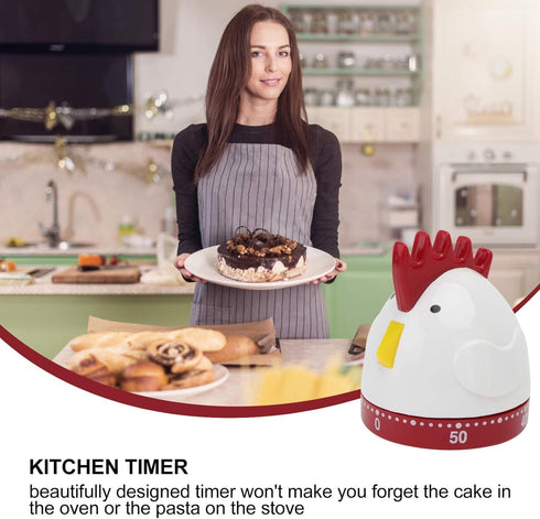 Cute Rooster Mechanical Kitchen Timer, 60 Minutes Wind Up Manual Countdown Timer for Home, Study, Cooking