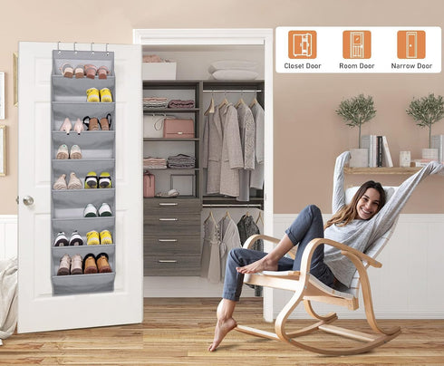 8 Closet 20 KEETDY Over The Door Organizer with Deep Pockets, Hanging Rack for Hanger Fits Pairs, Shoe Holder