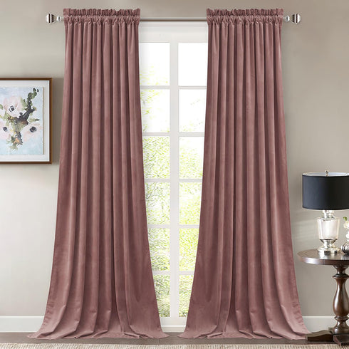 StangH Mauve Rose Velvet Curtains for Bedroom, Nursery Girls Home Decor Room