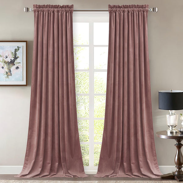 StangH Mauve Rose Velvet Curtains for Bedroom, Nursery Girls Home Decor Room