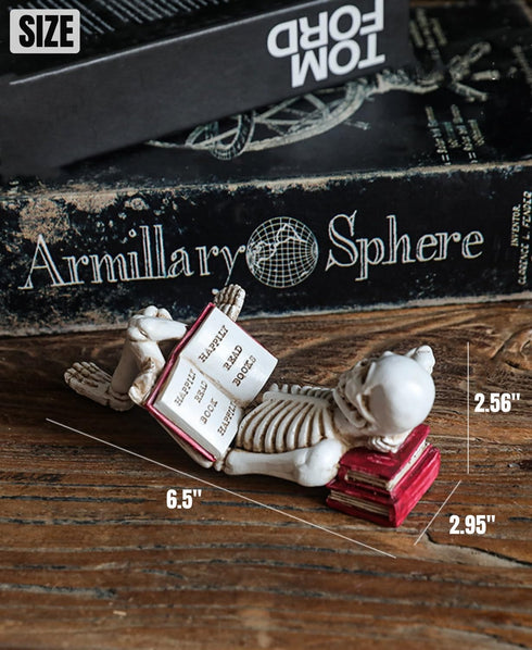 Halloween Skull Statue Decor,Reading Women Thinker Statue,Modern Bookshelf Decor,Halloween Figurines Home