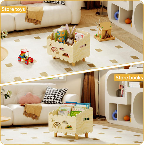 BPMFDTNL 2 Wood Kids Bookshelf, Montessori Bookshelf, With Adjustable Dividers, Suitable Kids Rooms, Nursery