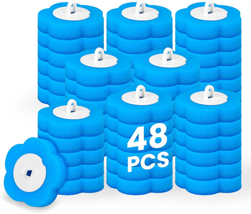 KCHDZJU Toilet Bowl Wand Refills, 48 Pcs Disposable Toilet Brush Cleaning Sponges Heads,