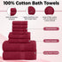 QUBA LINEN Pack 8 Set, 2 2 4 100% of Towels Large Bath Towels, Hand Towels, Wash Cloths, Cotton, Lighter Weight
