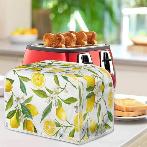 Lemon 2 Slice Toaster Covers - Lightweight Polyester Kitchen Appliance Organizer Bag with Top Hook, Multicolor