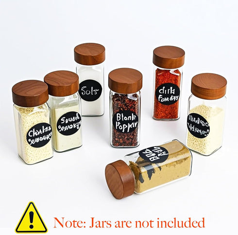 Zepkouel 48 4 Oz 8 Oz (48) Pcs Spice Jar Lids Acacia Wood,Fits and Glass Spice Jars,For Square and Round Plastics Spice