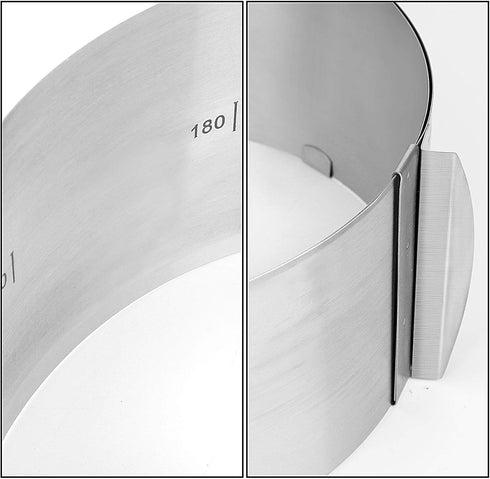2 PCS Adjustable Stainless Steel Cake Mold Ring Set, 6 to 12 Inch Round Mousse Ring for Baking Supplies