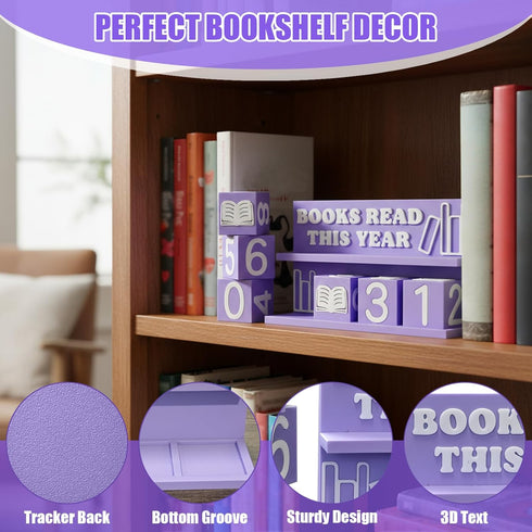Counter, 3D Counter Books Read This Year Printed Book Tracker for Reading Goal Display, Book Sign Bookshelf Decor