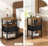3-Tier 2-Min Bedroom Nightstand with Charging Station, Bedside Table with Adjustable Fabric Drawer, Night Table