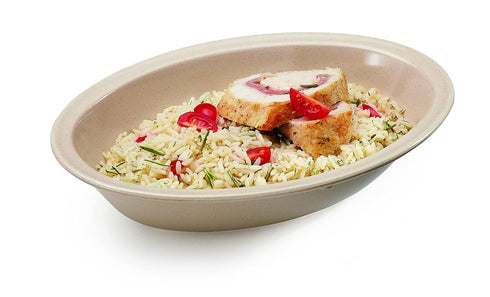 G.E.T. DN-332-S-EC Brown 32 oz. Oval Rimmed Melamine Bowls, Pack of 4 - Sandstone