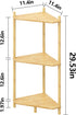 Wisuce Essentials 3 (Natural3 Corner Shelf Stand - Tier Bamboo Small Corner Bookshelf for Office Kitchen Bedroom Plant