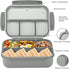 Bento Box Adult Lunch Box, 4 Compartments Lunchable Food Container with Utensils, Sauce Jar, Muffin Liners, Gray.