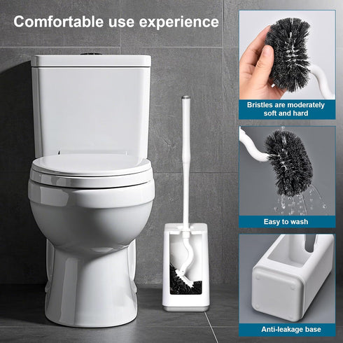BKCOYSJ 1) Toilet Bowl Brush and Holder Sturdy Plastic Long Handled Toilet Brushes for Bathroom with Ventilated Base