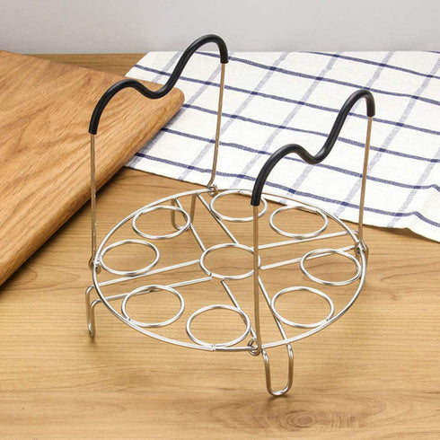Steamer Cooling Rack Trivet Accessory Set - 9-holes Egg Steamer Cooking Rack with Heat Resistant Silicon Handles