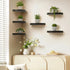 Set 3, 15.4" Olakee Floating Shelves for Wall of Rustic Wood Wall Mounted Shelves for Bathroom, Bedroom, Living Room