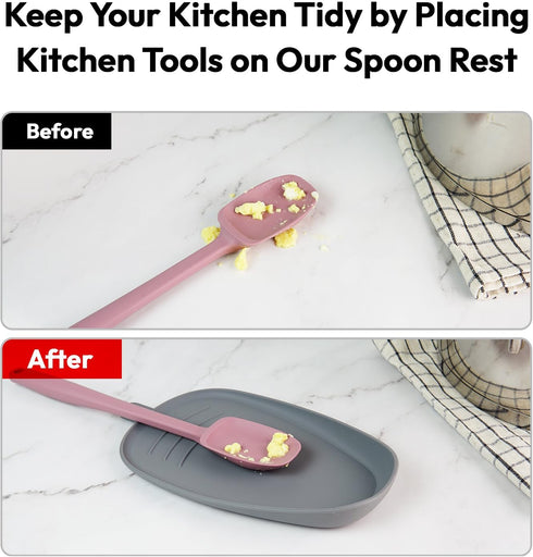 Carrotez Large Silicone Utensil Rest for Stove Top, Unbreakable Heat Resistant Spoon Holder for Kitchen Countertop