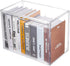 FABROK Clear Book Storage Organizer Box - Plastic Stackable Book Display Case with Magnetic Door - Assemble Storage