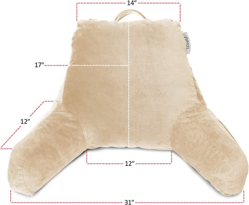 Nestl Reading Pillow with Shredded Memory Foam, Designed for Sitting Up in Bed and Couch, Back and Arms Adjustable