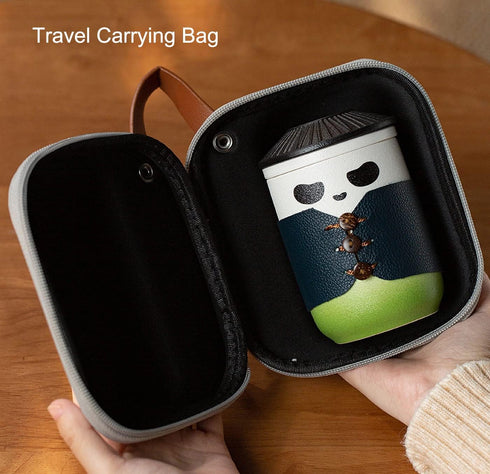 Set, 13oz 4 Travel Tea kung fu Panda Tea Cup with Portable Bag, Ceramic Chinese Teapot with Ceramic Teacups, With Tea