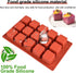 Square Silicone Mold, 2 Pack 15 Cavity Cube Mousse Cake Baking Molds for Soap, Candy Chocolate Cubes & Ice Cream