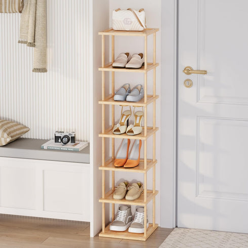 Vertical Tall Shoe Rack For Entryway - Tall 7 Tier Free Standing