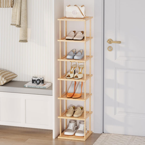 Vertical Tall Shoe Rack For Entryway - Tall 7 Tier Free Standing
