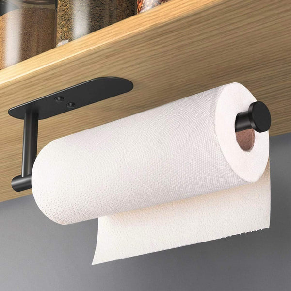 HUFEEOH Adhesive Paper Towel Holder, Under Cabinet Wall Mount for Kitchen Towel, Stainless Steel Rack