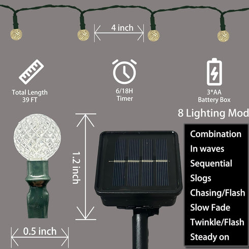 G3, 100 8 (G3-100LED-Solar-Warm Anycosy Christmas String Lights LEDs Globe Solar Operated Strings Lights Warm White