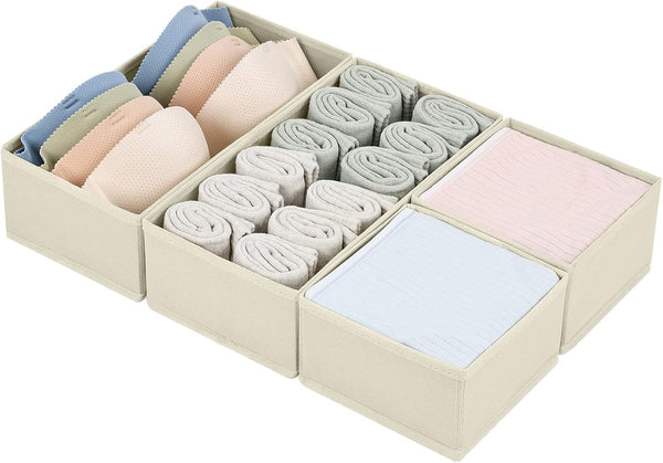 DIMJ Drawer Organizers Clothes, Set of 4 Dresser Organizer Bins, Fabric Closet