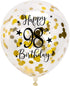 Gold 98th Confetti Latex Balloons, Happy 98 Years Birthday Party Decoration with Confetti, 12in, 16 Pack
