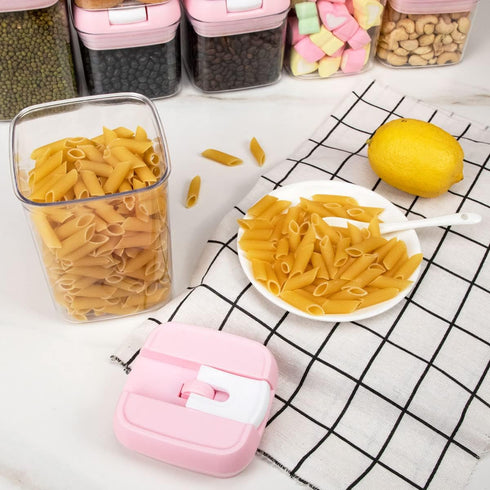 U-QE Airtight Food Storage Container Set, 10 Piece BPA Free Clear Plastic Canisters with Easy Lock Lids (Pink)